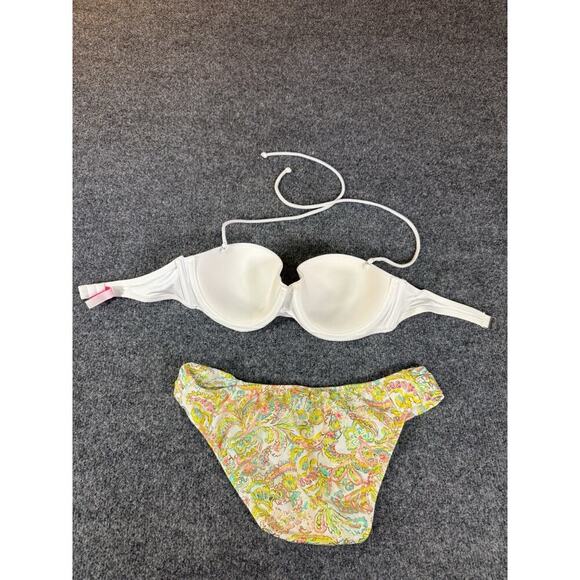 Victoria’s Secret Bikini Set – White Bandeau Halter Top & Paisley Bottom – M - Picture 5 of 7